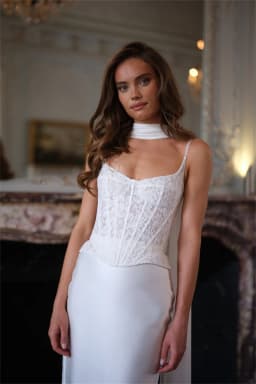 Kyoto Customized White Two-piece Floral Wedding Dress Straight Lace-up Back vestidos de novia Spaghetti Strap Floor-Length Forma