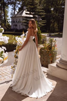 HAMMAH Fashionbale Sleeveless Wedding Dress Spaghetti Straps Lace Appliques Slit Sweetheart Zipper Robe De Mariee Customized