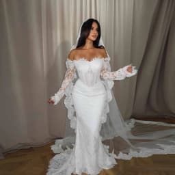 Customized Mermaid Off Shoulder Lace Wedding Dress Exquisite Appliques Sweetheart Long Sleeves Bridal Gown Vestidos De Novia