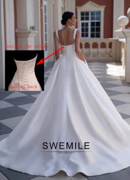 SWEMILE Elegant Satin Wedding Dress for Women Bride Gowns A-line Buttons Square Collar Sleeveless Vestidos Para Mujer Customized