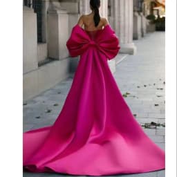 Fuschia Satin Detachable Train Big Bow Removable Overskirts for Dresses Formal Party Skirts Cape Customized 2025