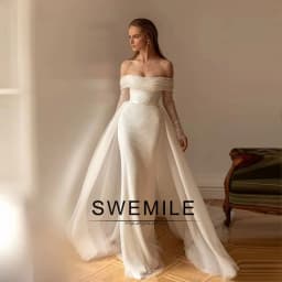 BM Bridal Fashion Sequin 2026 Wedding Dressing Detachable Train Off the Shoulder Zipper Vestidos De Novia Plus Size Customized