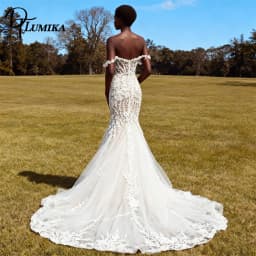 DTLumika Vintage Lace Wedding Dress for Women, Off the Shoulder Long Mermaid Bride Dresses Womens Tailored Bridal Gown