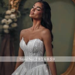 Lceland Poppy Customized Strapless Ball Gown Lace Wedding Dresses Beaded Bridal Gowns with Removable Lace Jacket