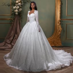 Lceland Poppy Customized Strapless Ball Gown Lace Wedding Dresses Beaded Bridal Gowns with Removable Lace Jacket