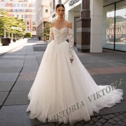 VIKTORIA Delicate Pearls Wedding Dresses For Woman Bridal Sweetheart A-LINE Lace Appliques Pleat Robe De Mariée Customized