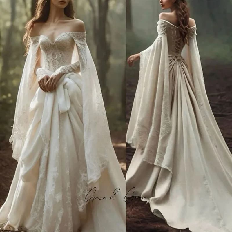 Gwn&Gce Fantasy Lace A Line Wedding Dress Romantic Lace Up Back Sweetheart Neck Bridal Gown Customized Glamorous Long Chic Women