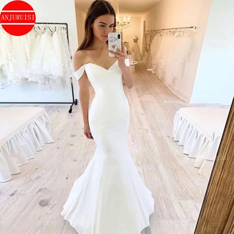 Off The Shoulder Soft Satin Mermaid Wedding Dresses For Women 2026 Bride Gown Vestido De Novia Simple Suknia Ślubna Robe Mariage