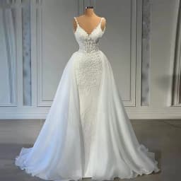 Luxurious Wedding Dresses Mermaid 2026 for Bride Strapless Beaded Lace 2 In 1 with Detachable Overskirts Bridal Gown Customized