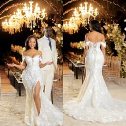 Customized 2026 White Elegant Mermaid Wedding Dress Shoulder Lace Stickers Decorative Strap Design Vestido De Novia