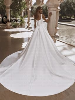 CHANDELA Classic Square Collar Wedding Dress for Women Removable Train Appliques Satin Zipper Vestidos De Novia Customised