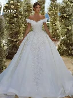 Customized Ball Gown Princess Wedding Dresses Sweetheart Off the Shoulder Vestido De Novia Backless Sequined Robe De Mariee