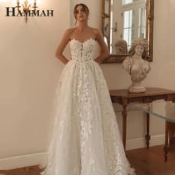 HAMMAH Elegant A-line Wedding Gown Sleeveless Lace Appliques Sweetheart Chapel Train Tulle Vestido De Casamento Customized