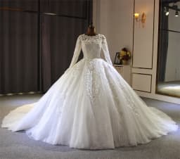 Customized Bridal Dress Muslim Wedding Dress With Full Lace Sleeves amanda novias oficial