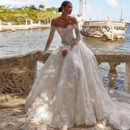 Lceland Poppy Customized A Line Boat Neck Lace Wedding Dresses Full Sleeves Illusion Bridal Gowns with Chapel Train