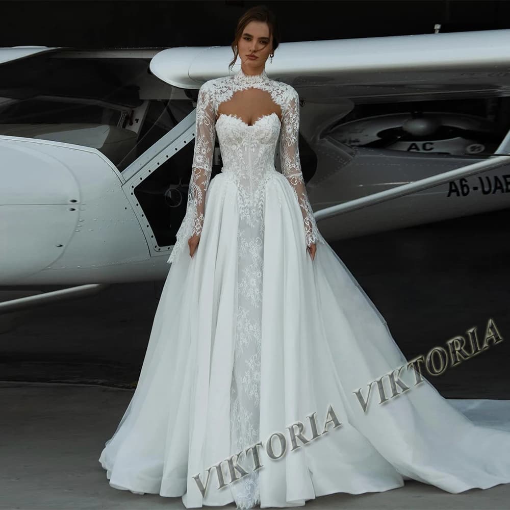 VIKTORIA Princess A-line Wedding Dresses for Woman Detachable Sleeves Sweetheart Vestidos De Casamento Personalized Customized