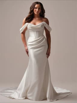 Customized Off Shoulder Sweetheart Neckline Mermaid Satin Wedding Dress Sexy Button Back Floor Length Sweep Train Gown For Bride