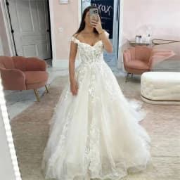 Customized Womens Vintage Lace Applique Wedding Dresses For Bride Off the Shoulder Bridal Gowns Backless A-line Robe De Mariée