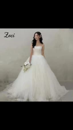 Zoci Princess A Line Tulle Korea Wedding Dresses Strapless Bride PhotoShoot Dress Customized Floor Length Puffy Long Bride Gown