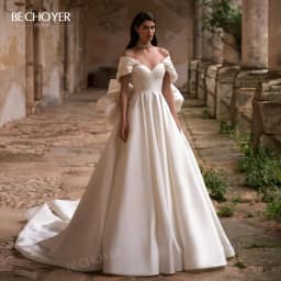 Wedding Dress 2 In 1 Bow Sleeveless Bride Gown 2027 Sweetheart Satin A-Line Customized Princess BECHOYER EL201 Vestido De Noiva