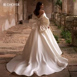 Wedding Dress 2 In 1 Bow Sleeveless Bride Gown 2027 Sweetheart Satin A-Line Customized Princess BECHOYER EL201 Vestido De Noiva
