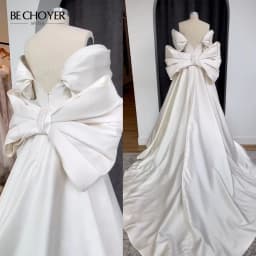 Wedding Dress 2 In 1 Bow Sleeveless Bride Gown 2027 Sweetheart Satin A-Line Customized Princess BECHOYER EL201 Vestido De Noiva