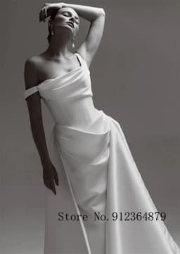 New Two Straps Pleat Satin Sheath/Mermaid Wedding Dresses With Detachable Custom Made 2026 Vestido De Noival