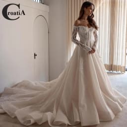 Croatia Elegant Luxurious Netting Wedding Dresses Tulle Applique Marriage For Women Appliques Vestidos De Novia Customized