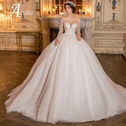 Customized Exquisite Wedding Dress Sheer O-Neck Lace Beaded Applique Illusion Long Sleeves A-Line Bride Dress Vestidos De Noiva