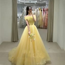 ML Fairy Yellow Detachable shawl Wedding Dresses Korea Photo shoot A Line Soft Tulle Bridal Gown Back Corset customized