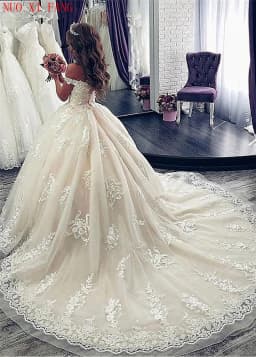 Customized Luxury Off Shoulder Lace Appliques Ball Gown Wedding Dresses Wedding Bride Dress Vestidos De Noiva robe de mariage