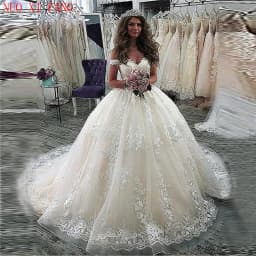 Customized Luxury Off Shoulder Lace Appliques Ball Gown Wedding Dresses Wedding Bride Dress Vestidos De Noiva robe de mariage