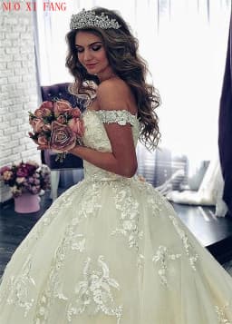 Customized Luxury Off Shoulder Lace Appliques Ball Gown Wedding Dresses Wedding Bride Dress Vestidos De Noiva robe de mariage
