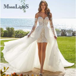MoonlightShadow Detachable Train Goddess Dresses Appliques Sexy Fashion Customized Vestidos De Novia Brautmode Robe Mariee