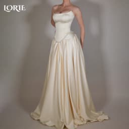 LORIE Elegant Satin Wedding Dresses Strapless A-Line Beach Bridal Gown Straps Ruffle V Corset Simple Customized Bride Dress