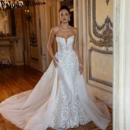 Paloda Fancy Wedding Dresses for Women with Appliques Sleeveless Mermaid Zipper Pleat Robe De Soiree De Mariage Customized