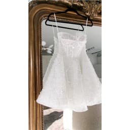Kyoto Customized White Spaghetti Straps Shiny Pearls Wedding Dress A-line Mini vestidos de noche Princess After Party Gown 2025