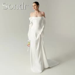 Sondr Customized Elegant Korean Wedding Dresses Spaghetti Strap Bridal Gown Korea Photo Shoot Dresses Off the Shoulder Gown