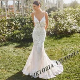 VIKTORIA Charming Trumpet Wedding Gown for Bride Appliques Spaghetti Straps Court Train Robe De Soiree De Mariage Customized