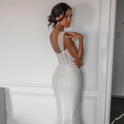 Meetlove 2024 Customized Elegant Women Mermaid Wedding Dress Sweetheart Sreapless Floor Length Dress Beaded Backless Lace Up