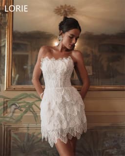 LORIE 3D Lace Applique Sexy A-line Sweetheart Short MIni Wedding Dress Backless Bridal Gowns vestidos de novia Customized 2025