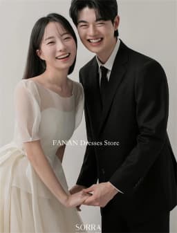 FANAN O-Neck Korea White Floor Length A-Line Two Pieces Organza Wedding Dresses 웨딩드레스 Customized Bride Gowns Plus Size