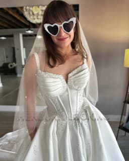 HERBURN Trendy Pockets Wedding Dresses for Women Bride Spaghetti Straps Corset Pearls Vestidos De Novia Brautmode Customized