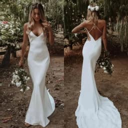 Simple Mermaid Wedding Dress Bride 2026 Boho Sexy Backless V Neck Wedding Gown Brides Wear Bridal Dress For Women Customizd