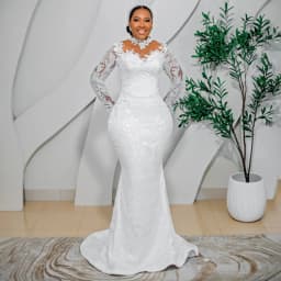 Mermaid Wedding Dresses Long Sleeve High Neck Bride Dress Lace Beading African Bridal Gown vestido de novia Customized