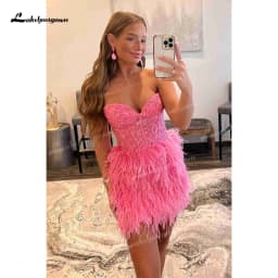 Lakshmigown Sexy Sheath Sweetheart Lace Feather Skirt Homecoming Dress Wedding Dress Customized Prom Bridal Gowns Vestidos Robe