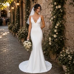Customized White Wedding Dresses Women‘s Bridal Dress V Neck Backless Mermaid Brides Dress A Line Appliques Civil Wedding Gown