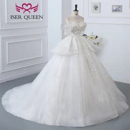 Customized Detechable Necklace Europe Luxury Wedding Dresses 2026 Ivory And Champage Gilter Tulle Bride Dress Women WX0371