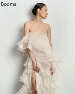 Booma Mermaid One Shoulder Simple Organza Wedding Dresses Sleeveless Pleat Brides Gown Custom Made 2025