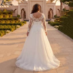 Tulle Appliques Wedding Dresses Women Long Sleeves A-line V-neck Plus Size Princess Bride Gowns 2026 vestido de novia Customized